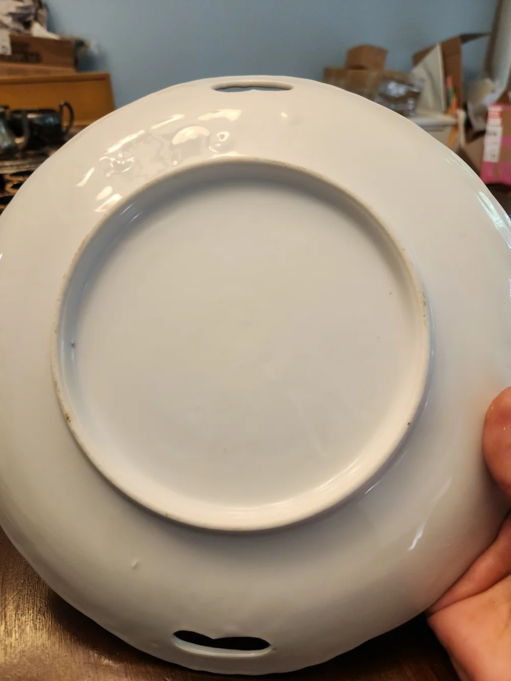 Source Unknown White Porcelain Serving Platter with Pink and Green Rose Motif